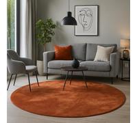 Pergamon Pearl - Tapis de Luxe en Fourrure synthétique Super Douce - Terre Cuite - Rond - 3 Tailles