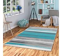 Pergamon Samba - Tapis de Designer - Gris Turquoise Rayures - 5 Tailles