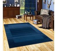 Pergamon Samba - Tapis de Designer Moderne - Bleu Foncé - Bordure - 5 Tailles