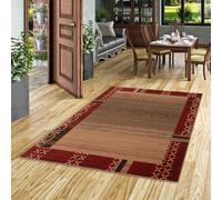 Pergamon Samba - Tapis de Designer Moderne - Bordure Beige Rouge - 5 Tailles