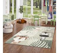 Pergamon Softstar Kids - Tapis pour Enfants - Les Amis du Safari Vert Menthe - 5 Tailles