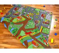 Pergamon - Tapis de jeu avec routes - réversible - deux faces avec paysages routiers différents - 140x200 cm