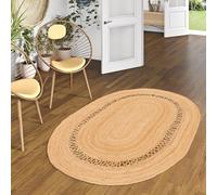 Pergamon Tapis de Jute Salsa Ovale - Fait Main en Fibre Naturelle résistante - Design Simple et tressé - Différentes Tailles et Formes Disponibles