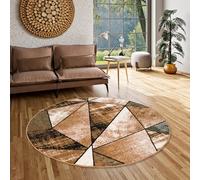 Pergamon Tapis Design Moderne Salon Chambre à Coucher Salle à Manger Tapis à Poils Courts Tapis Design Brilliant Beige Vert Magic Rond