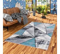 Pergamon Tapis Design Moderne Salon Chambre à Coucher Salle à Manger Tapis à Poils Courts Tapis Design Brilliant Gris Turquoise Magic