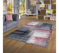Pergamon Tapis Design Moderne Salon Chambre à Coucher Salle à Manger Tapis à Poils Courts Tapis Design Brilliant Rouge Gris Dégradé