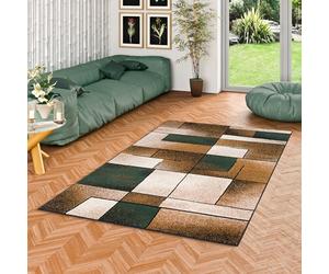 Pergamon Tapis Design Moderne Salon Chambre à Coucher Salle à Manger Tapis à Poils Courts Tapis Design Brilliant Beige Vert Fantasy