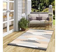 Pergamon Tapis Design réversible Tissu Plat Ethno Kelim Gris Beige Style, Tapis de Passage, Tapis Facile d'entretien et Lavable en 5 Tailles