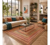 Pergamon Tapis Jute Multicolore Fait Main Style Bohème Salsa Déco Maison