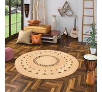 Pergamon Tapis Rond en Jute Salsa Trend - Fait Main en Fibre Naturelle résistante - Design Simple avec Motif tressé - Différentes Tailles Disponibles
