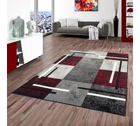 Pergamon Trendline - Tapis Moderne - Motif de Carreaux Noir Rouge - 5 Tailles Disponibles