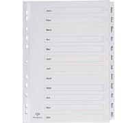 Pergamy Intercalaires avec feuille d'index, ft A4, perforation 11 trous, janvier-décembre