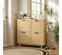 PerGar Armoire à chaussures étroite avec treillis et tiroir de Vienne - Pour couloir et couloir - Commode à chaussures avec 2 rabats et protection anti-basculement - Design moderne avec poignées en