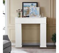 PerGar Armoire de cheminée - Cadre de cheminée décoratif en bois - Armoire à trois portes - Compartiment secret - Console de cheminée avec espace de rangement - Blanc - 107 x 100 cm