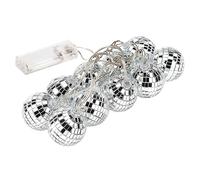 PerGar Guirlande Lumineuse LED Boule Disco Miroir, 10 Boules Miroir Argentées Réfléchissantes Lumineuses avec Lumières Colorées, Fournitures de Fête Disco Mini Boules Disco Arbre Ornement(Argent 5cm)