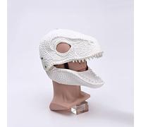 PerGar Masque de Dinosaure Mâchoire Mobile, Masque de Raptor Accrocheur en Latex, Couvre-Chef en Latex avec Mâchoire Mobile D'ouverture, Cosplay Fête Anniversaire Halloween Noël Enfants Adulte(Blanc)