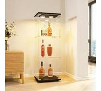 PerGar Vitrine en verre sur pied, 3 couches, moderne en verre, vitrine en verre avec éclairage, vitrine debout pour objets de collection, livres, vin, bureau, noir, 125 x 42 x 36 cm