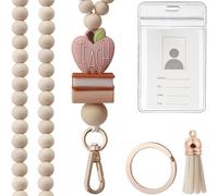Perges En Bois Lanyard Et De Carte Badge Set Porte-cartes Carte Badge Avec Longe Manche À Creux Pavage