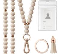 Perges En Bois Lanyard Et De Carte Badge Set Porte-cartes Carte Badge Avec Longe Manche À Creux Pavage