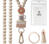 Perges En Bois Lanyard Et De Carte Badge Set Porte-cartes Carte Badge Avec Longe Manche À Creux Pavage