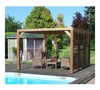 Habrita Pergola Bioclimatique Bois Traité Haute Temp. Vantelles Toit + Paroi - THO 3531 VT