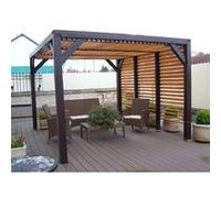 Carport Bois VENETO bois avec Vantelles réglables toit et mur 3,40 x 3,60 m