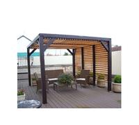 Carport Bois VENETO bois avec Vantelles réglables toit et mur 3,40 x 3,60 m