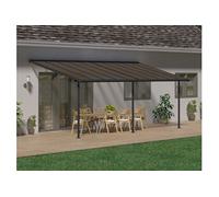Palram - Pergola adossée Capri - 3 x 6,2 m - Gris anthracite et bronze