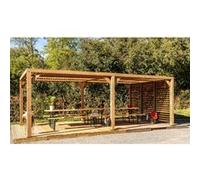 Habrita Pergola Bois d’Épicéa Traité Couverture + Paroi Ventelles Mobiles 20 m² - THO 3562 VT