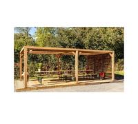 Habrita Pergola Bois d’Épicéa Traité Couverture + Paroi Ventelles Mobiles 20 m² - THO 3562 VT