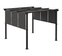 Pergola 3 Toiles Coulissantes - Dim. 2,97l X 2,97l X 2,38h M - Acier Époxy Polyester Haute Densité Anthracite