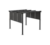 Outsunny Pergola 3 x 3 m – 3 toiles coulissantes, structure acier, toile polyester gris foncé