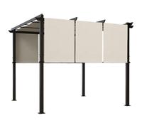 Pergola 3 Toiles Coulissantes - Dim. 2,97l X 2,97l X 2,38h M - Acier Époxy Polyester Haute Densité Beige
