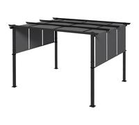 Pergola 3 Toiles Coulissantes - Dim. 3,57l X 2,96l X 2,35h M - Acier Époxy Noir Polyester Haute Densité Anthracite