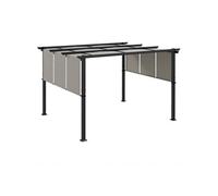 Pergola 3 Toiles Coulissantes - Dim. 3,57l X 2,96l X 2,35h M - Acier Époxy Noir Polyester Haute Densité Gris