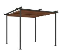 Pergola 3 x 3 m métal toile polyester haute densité 180g/m² UPF30+ coulissante rétractable marron Marron