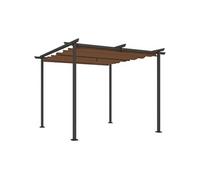 Pergola 3 x 3 m métal toile polyester haute densité 180g/m² UPF30+ coulissante rétractable marron