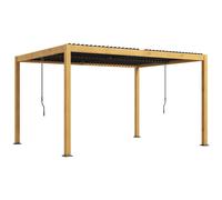 Outsunny Pergola bioclimatique en Aluminium 3 x 4 m pergola Jardin extérieur avec Lames orientables manivelle, Style Contemporain - Noir et Naturel Effet Grain de Bois