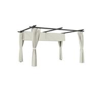 Pergola 3 x 4 m toile toit rétractable 4 rideaux ajustables métal noir polyester haute densité 180g/m² crème