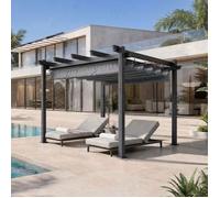 Pergola 3x3m toit rétractable magnétique - Protection UV - châssis en aluminium - Élégance et protection pour vos extérieurs - Gris