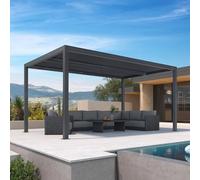 Pergola 4,8 x 3 m lattes réglables en aluminium 14,4 m² auvent extérieur pour patio, terrasse et jardin gris pour améliorer votre espace extérieur