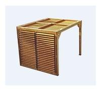 Pergola THERMAUVENT en bois thermo chauffé avec ventelles mobiles sur le toit et un mur