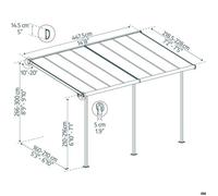 Pergola à adosser en aluminium blanc et polycarbonate Sierra 2.2 x 4.5 m