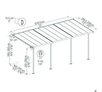 Pergola à adosser en aluminium blanc et polycarbonate Sierra 2.2 x 6.7 m