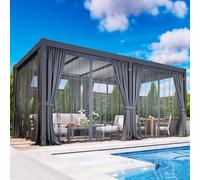 Pergola à pergola à pergola d'extérieur en aluminium avec toit à pergola à pergola à pergola réglable et système de gouttière, tonnelle à toit rigide en métal pour patio, terrasse, jardin, cour, 3,5 x