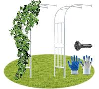 Pergola à Roses, Arche de Jardin for Grimper des pergolas extérieures for, Demi-paroi latérale en métal Robuste, Support for Plantes antirouille(White,1.2M*2.4m/3.9FT*7.8FT)