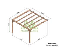 Pergola Accolée En Bois Lamellé-Collé Burgos 400 X 400 Cm Marron