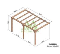 Pergola jardin adossé en bois : BURGOS : 500 x 300 cm