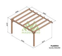 Maderland - Pergola accolée en bois lamellé-collé Sevilla 500 x 400 cm G