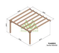 Pergola accolée en bois lamellé-collé Sevilla 500 x 500 cm